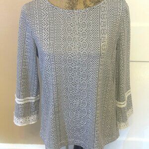 Beautiful Karl Lagerfeld women's long sleeve black white lace top/shirt NWT S